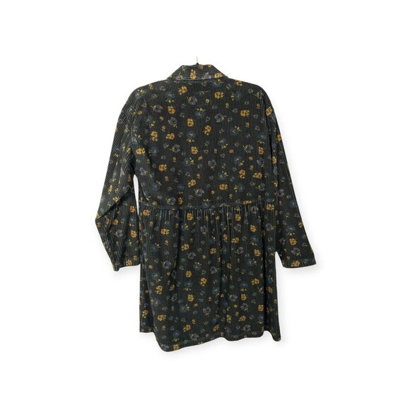 Vintage 90's Corduroy Floral Dress SZ L A.M.I. Long Sleeve Collared Indie - Picture 3 of 7
